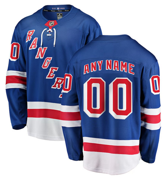 Men's New York Rangers Custom Blue Stitched Jersey